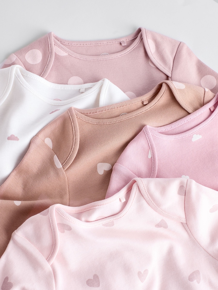 Pink Baby 100% Cotton Bodysuits 5 Pack - Image 10 of 13