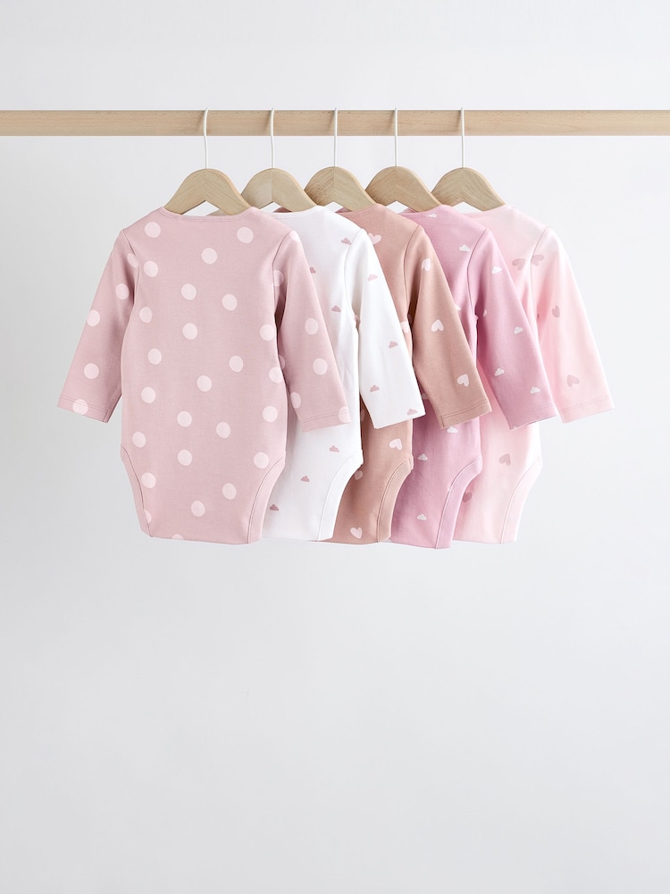 Pink Baby 100% Cotton Bodysuits 5 Pack - Image 7 of 13