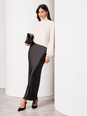 Lipsy Black Satin Maxi Satin Skirt - Image 4 of 4