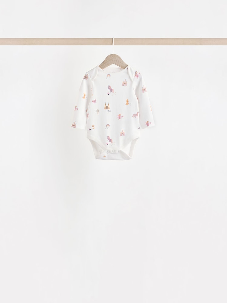 Multi 7 Pack Baby Long Sleeve 100% Cotton Pastel Bodysuits 7 Pack - Image 2 of 14