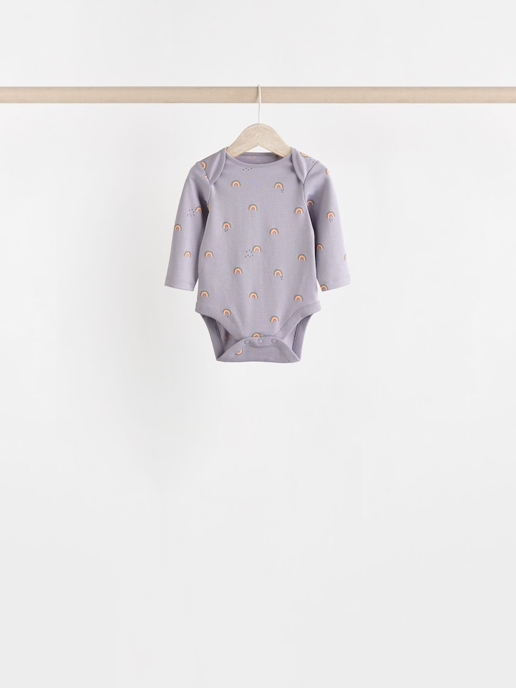 Multi - Body à manches longues 100% coton pastel pour bébé 7 Paquet - Image 3 of 14