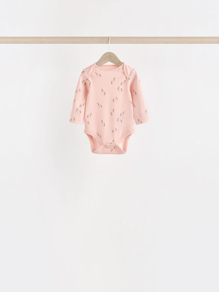 Multi - Body à manches longues 100% coton pastel pour bébé 7 Paquet - Image 5 of 14