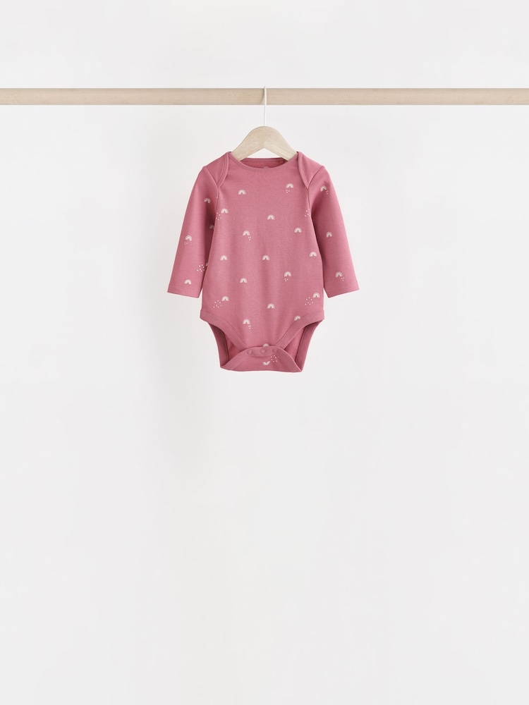 Multi - Body à manches longues 100% coton pastel pour bébé 7 Paquet - Image 7 of 14