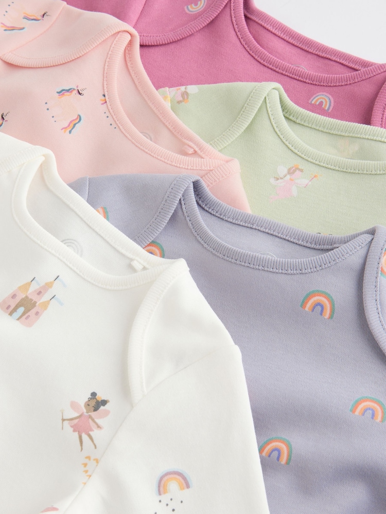 Multi - Body à manches longues 100% coton pastel pour bébé 7 Paquet - Image 10 of 13
