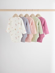 Multi 5 Pack Baby Long Sleeve 100% Cotton Pastel Bodysuits 7 Pack - Image 2 of 13
