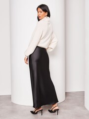 Lipsy Black Satin Tall Maxi Satin Skirt - Image 2 of 4