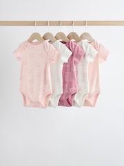 Pink Baby 100% Cotton Bodysuits 5 Pack - Image 1 of 12