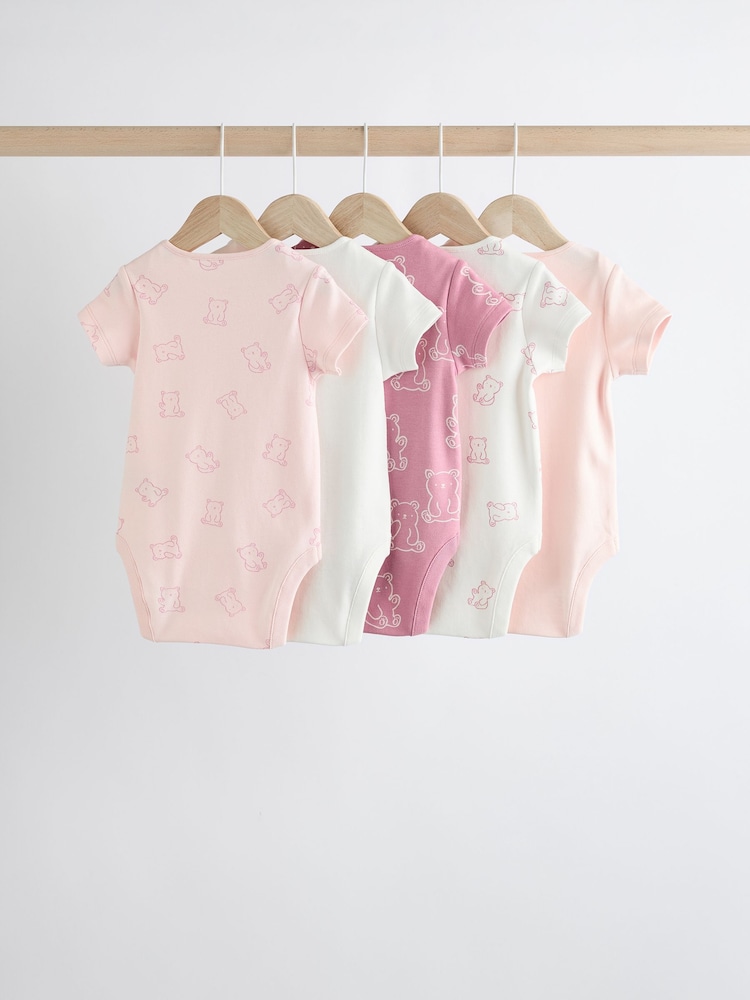 Pink Baby 100% Cotton Bodysuits 5 Pack - Image 2 of 12