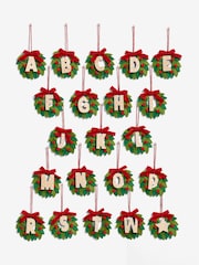 Set of 2 Green Wreath Alphabet letter and Star Christmas Baubles - Image 4 of 5