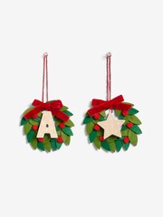 Set of 2 Green Wreath Alphabet letter and Star Christmas Baubles - Image 5 of 5