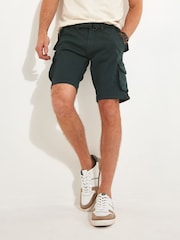Joe Browns Green Multi Pocket Knee Length Belted Relaxed Fit Camo Cargo Shorts - Image 1 of 5