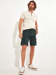Joe Browns Green Multi Pocket Knee Length Belted Relaxed Fit Camo Cargo Shorts - Image 3 of 5