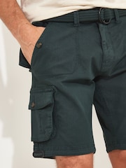 Joe Browns Green Multi Pocket Knee Length Belted Relaxed Fit Camo Cargo Shorts - Image 4 of 5