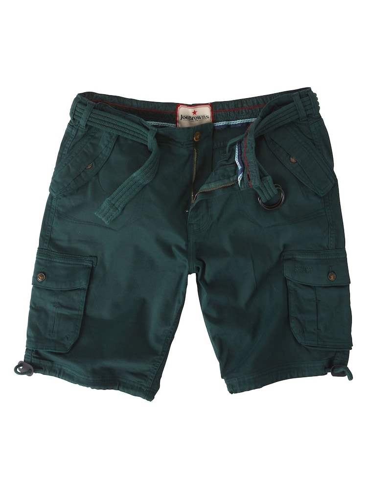 Joe Browns Green Multi Pocket Knee Length Belted Relaxed Fit Camo Cargo Shorts - Image 5 of 5