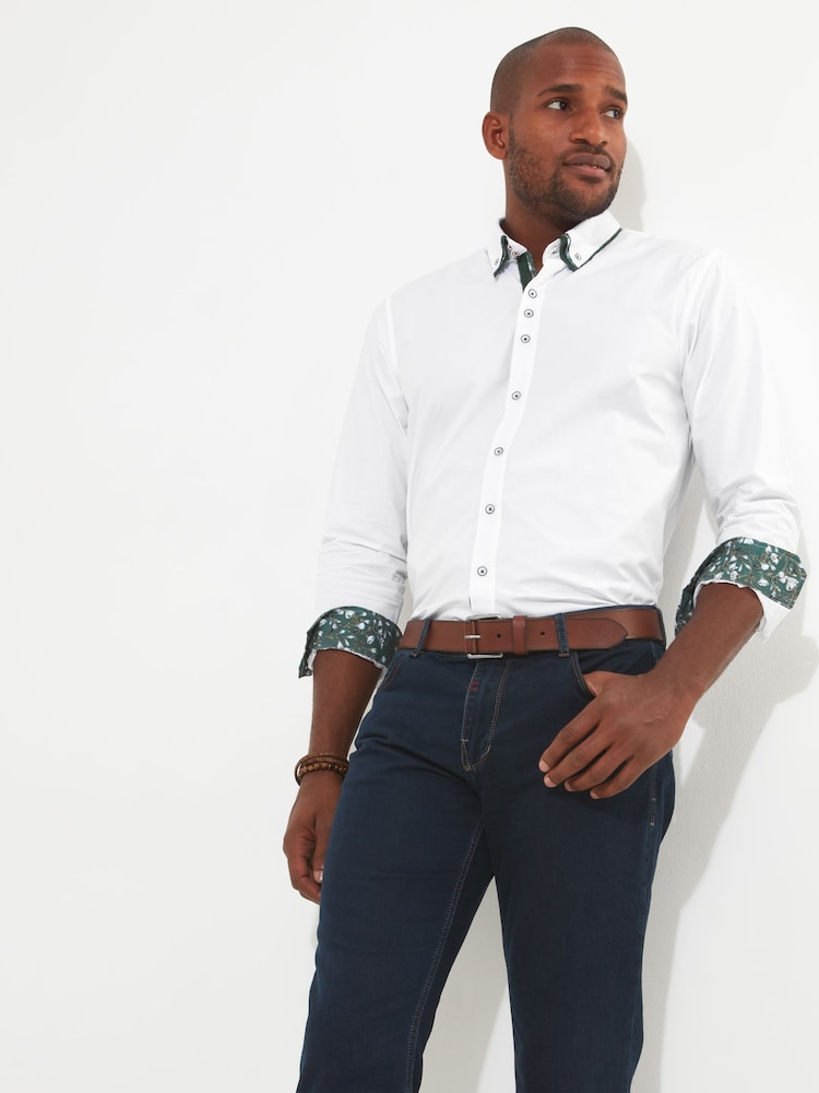 Joe Browns White Smart Triple Collared 100% Cotton Shirt - Image 1 of 5