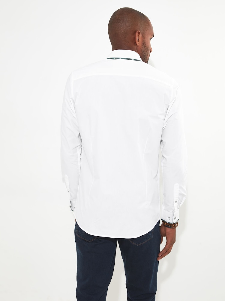 Joe Browns White Smart Triple Collared 100% Cotton Shirt - Image 2 of 5