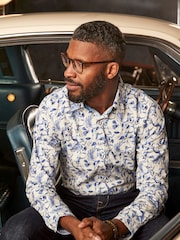 Joe Browns Blue Peacock Bird Print Shirt - Image 1 of 7