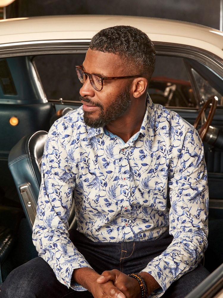 Joe Browns Blue Peacock Bird Print Shirt - Image 1 of 7