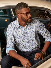Joe Browns Blue Peacock Bird Print Shirt - Image 2 of 7