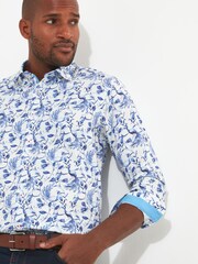 Joe Browns Blue Peacock Bird Print Shirt - Image 6 of 7