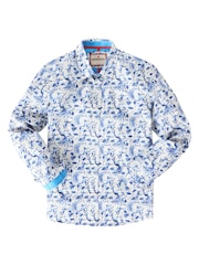 Joe Browns Blue Peacock Bird Print Shirt - Image 7 of 7