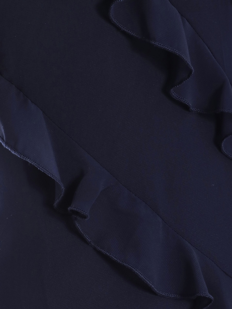Quiz Blue Navy Chiffon Ruffle Maxi Dress - Image 5 of 5
