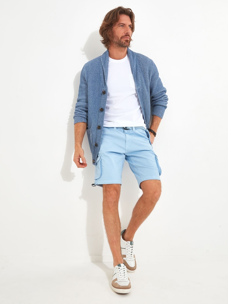 Joe Browns Light Blue Multi Pocket Knee Length Belted Relaxed Fit Camo Cargo Shorts - Image 2 of 5