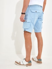 Joe Browns Light Blue Multi Pocket Knee Length Belted Relaxed Fit Camo Cargo Shorts - Image 3 of 5