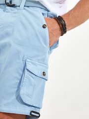 Joe Browns Light Blue Multi Pocket Knee Length Belted Relaxed Fit Camo Cargo Shorts - Image 4 of 5