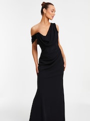 Quiz Black Chiffon Cowl Neck Bridesmaid Maxi Dress - Image 6 of 7