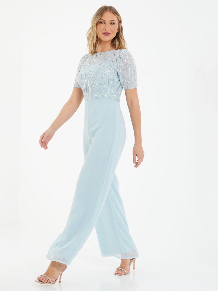 Quiz Embellished Jumpsuit With Short Sleeve - Image 4 of 5