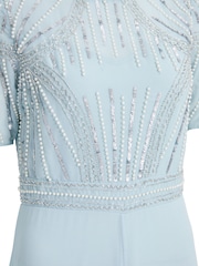 Quiz Blue Embellished Jumpsuit With Short Sleeve - Image 5 of 5