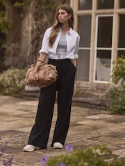 Black Premium Wool Blend Wide Leg Trousers - Image 2 of 6