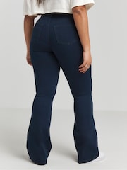 Simply Be Blue High Waisted Super Stretch Flared Jeans - Image 1 of 2