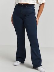 Simply Be Blue High Waisted Super Stretch Flared Jeans - Image 2 of 2