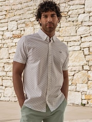 Threadbare White Cotton Printed Short Sleeve Shirt - Image 1 of 4