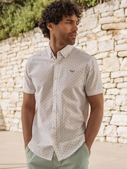 Threadbare White Cotton Printed Short Sleeve Shirt - Image 3 of 4