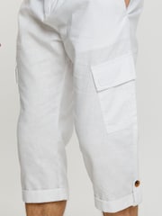 Threadbare White 3/4 Length Linen Blend Pull-On Cargo Trousers - Image 4 of 4