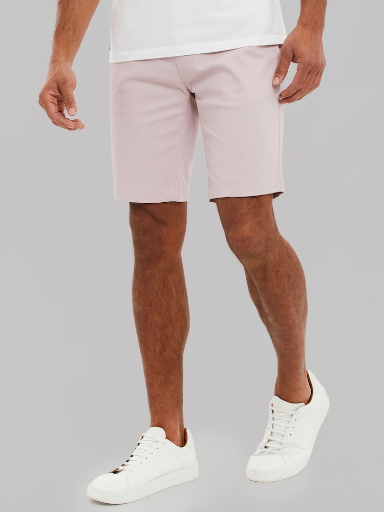 Threadbare Pink Slim Fit Cotton Chino Shorts With Stretch - Image 1 of 4