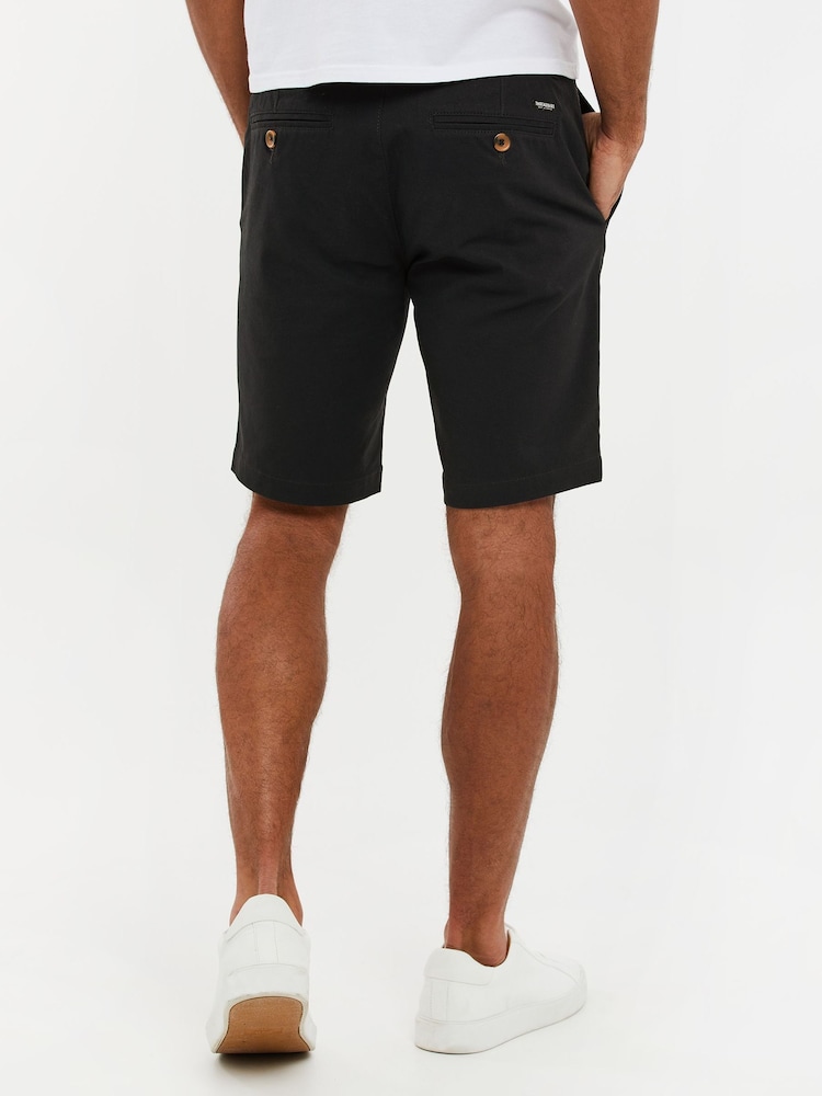 Threadbare Black Slim Fit Cotton Chino Shorts With Stretch - Image 2 of 4