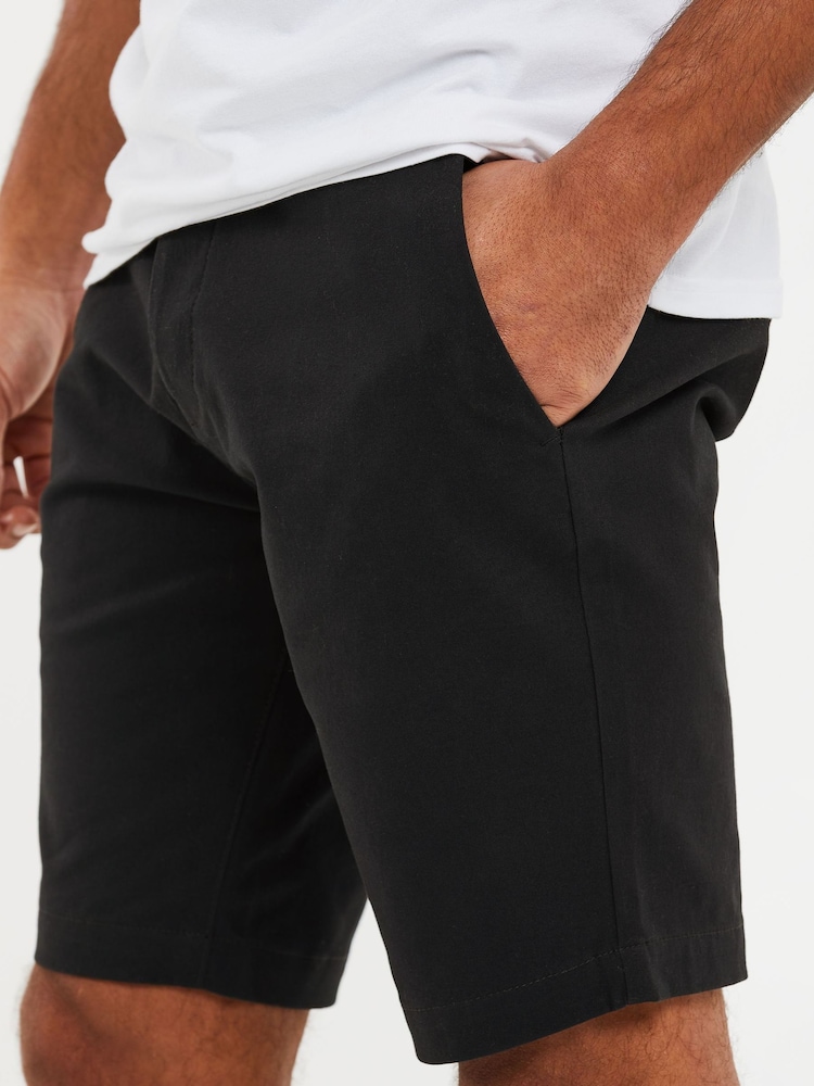 Threadbare Black Slim Fit Cotton Chino Shorts With Stretch - Image 4 of 4