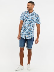 Threadbare Blue Chrome Print Short Sleeve Shirt - Image 3 of 4