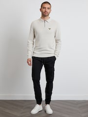 Threadbare Black Slim Fit Cuffed Cargo 100% Cotton Trousers - Image 3 of 4