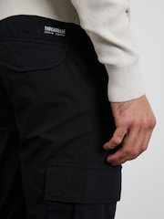 Threadbare Black Slim Fit Cuffed Cargo 100% Cotton Trousers - Image 4 of 4