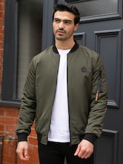 Threadbare Green Lightweight Bomber Jacket - Image 1 of 4