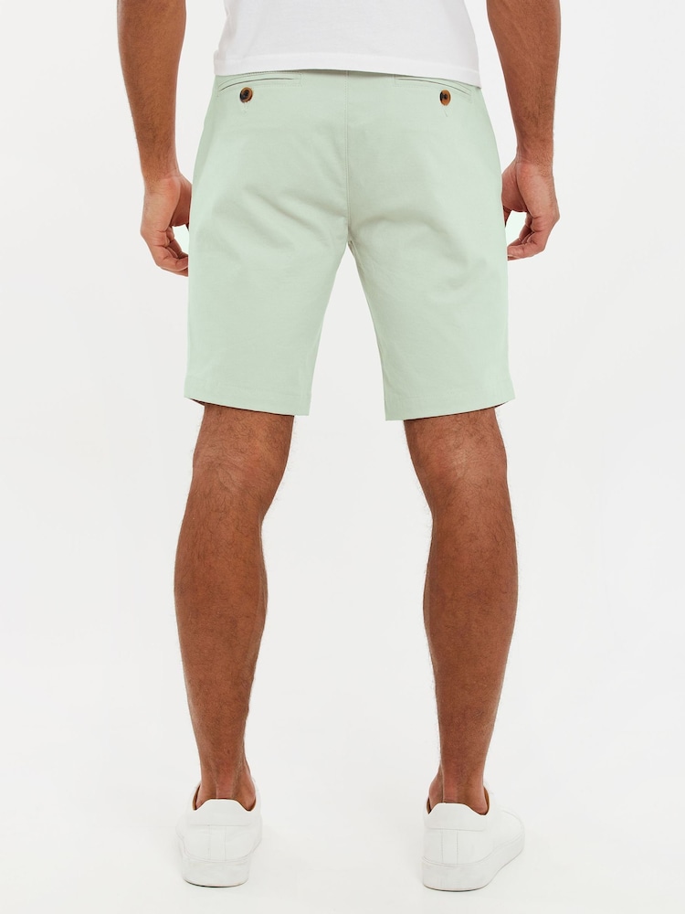 Threadbare Green Slim Fit Cotton Chino Shorts With Stretch - Image 2 of 4