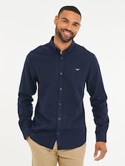 Marinha - Camisa de manga comprida Threadbare Linen Blend - Imagem 1 de 4