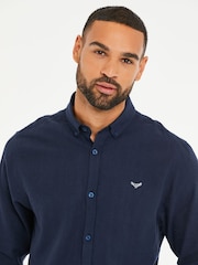 Marinha - Camisa de manga comprida Threadbare Linen Blend - Imagem 4 de 4