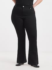 Negro - Simply Be Alto Waist Super Stretch Flared Jeans - Imagen 3 de 4