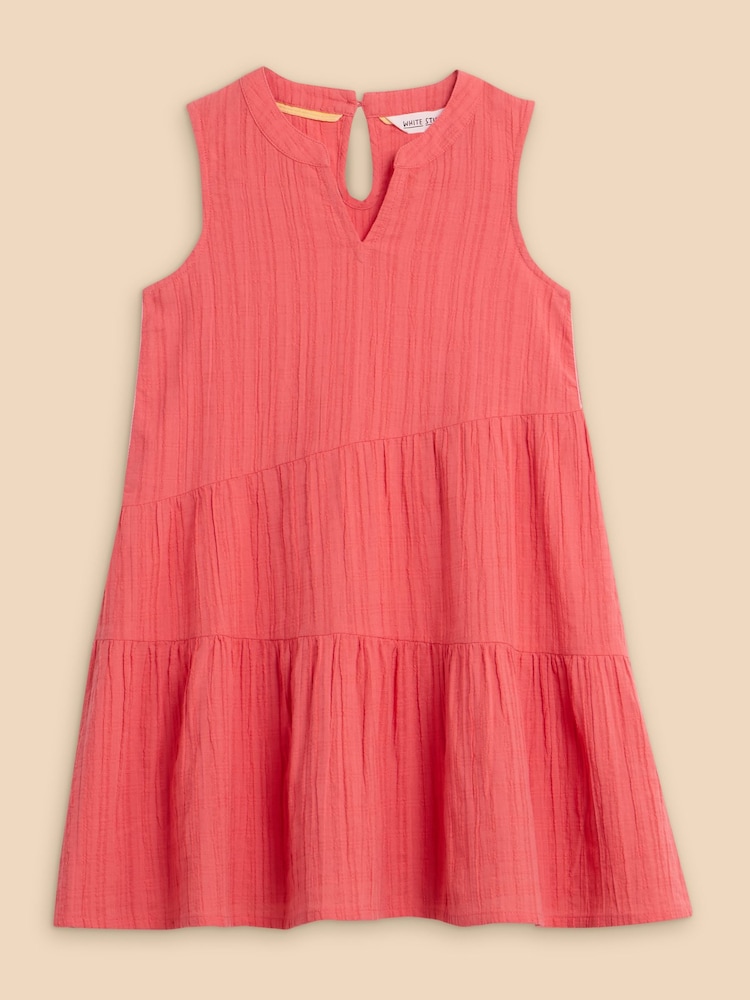 White Stuff Red 100% Cotton Coral Woven Dress - Image 1 of 3